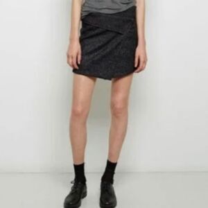 Isabale Marant Etoile Dark Grey Wool Dailon Cowens Wrap Mini Skirt